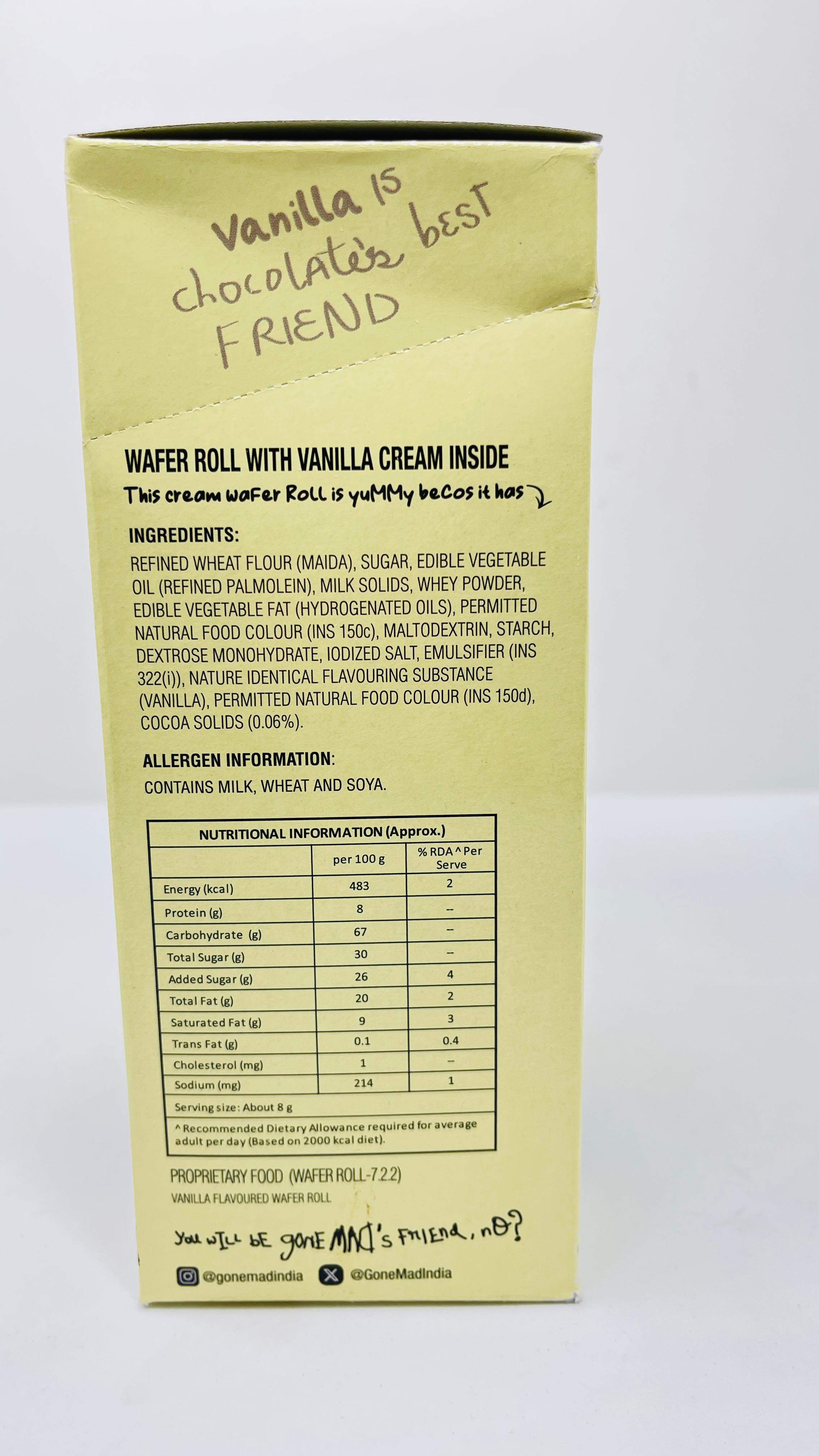 Gone Mad Premium Choco Vanilla Wafer Sticks – 24 Sticks (192g) – Crispy, Creamy Snack